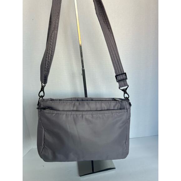 LUG Pacer Versatile Studded Gray Travel Crossbody Organization Purse Shoulderbag - Picture 4 of 16